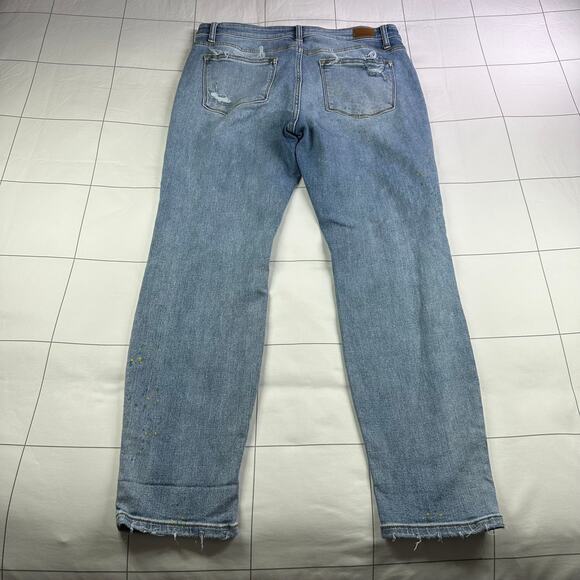 Judy Blue Jeans Womens 32 Paint Splatter Boyfriend Fit Distressed Boho Artsy - Picture 3 of 13